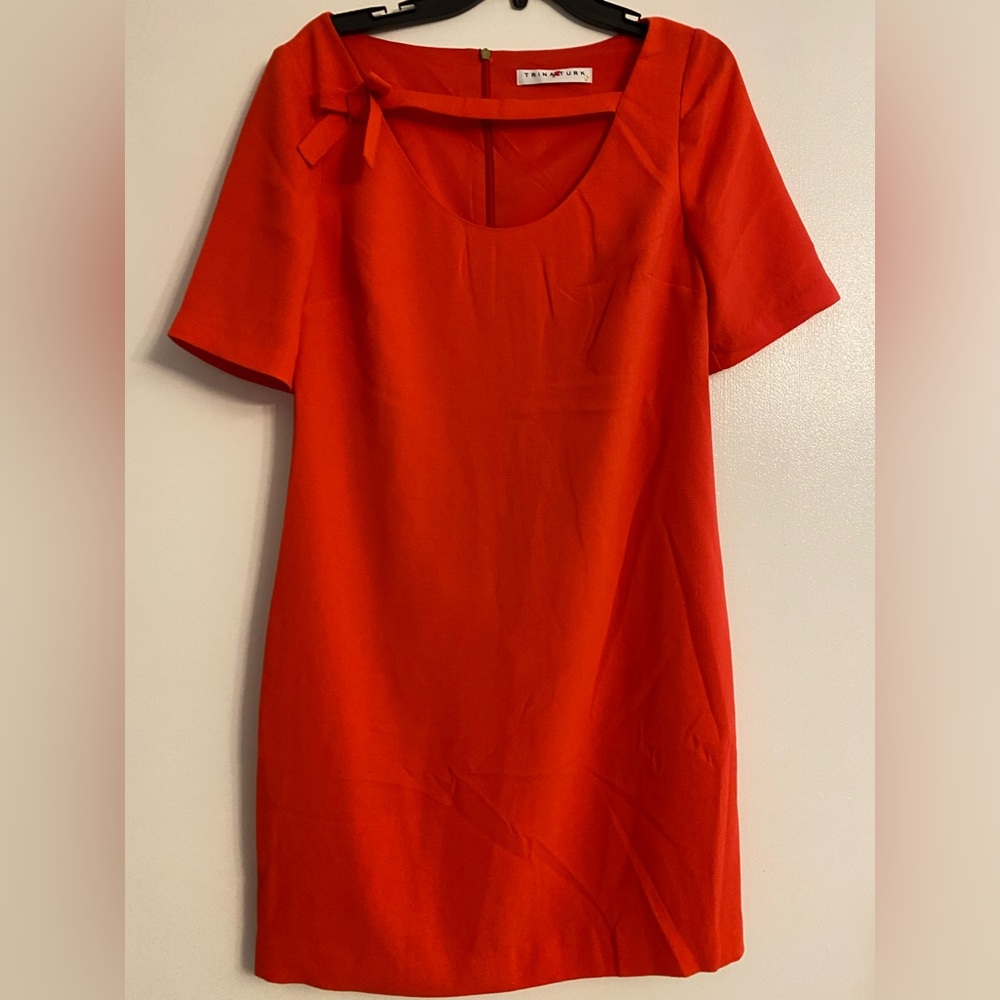 Trina Turk Orange Short Sleeve Sheath Dress Small